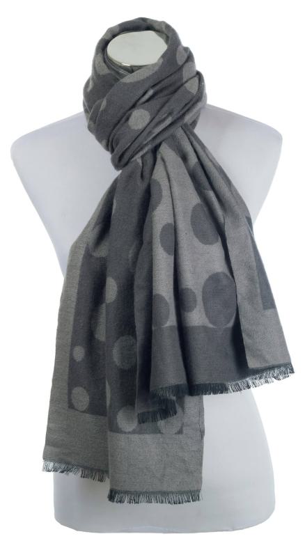 Scarf Shawl Viscos fleecy Points Dark Grey Light Grey